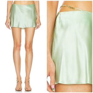 SER.O.YA Sarra Silk Mini Skirt in Sage Size L